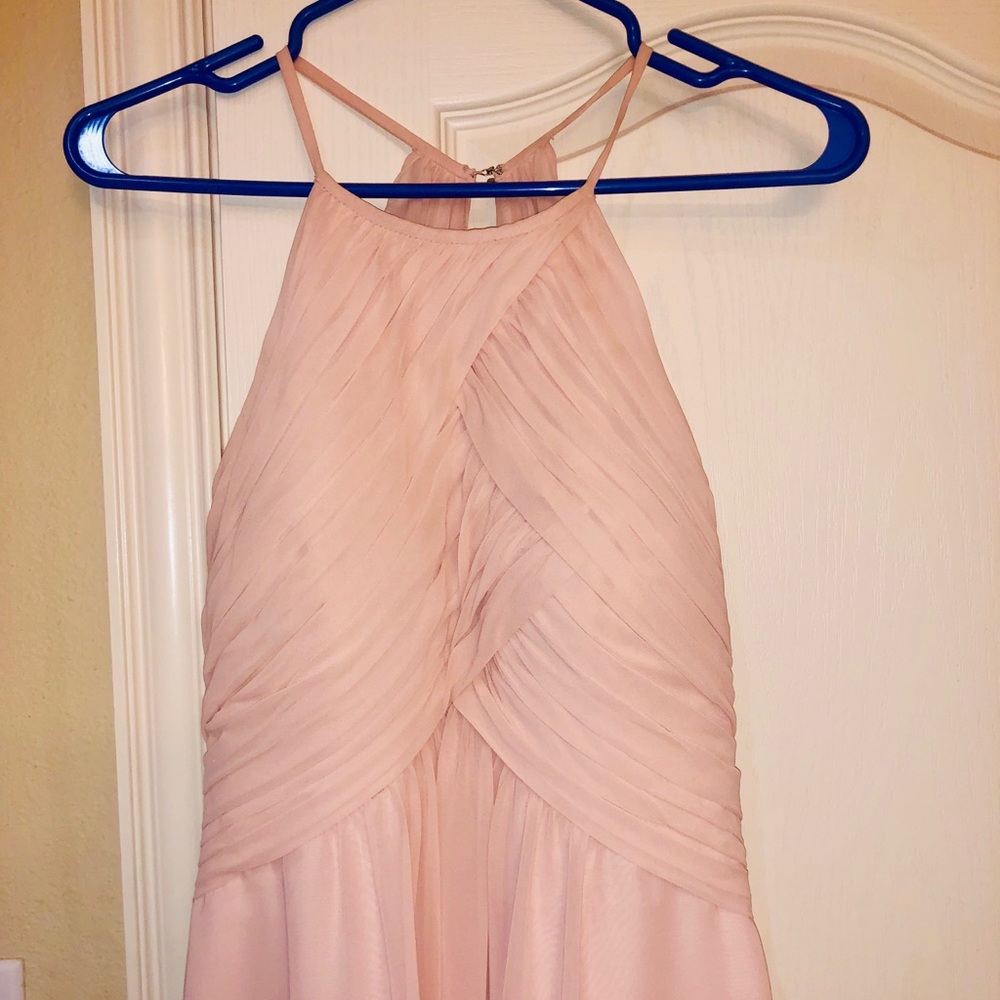 Long light pink cocktail dress